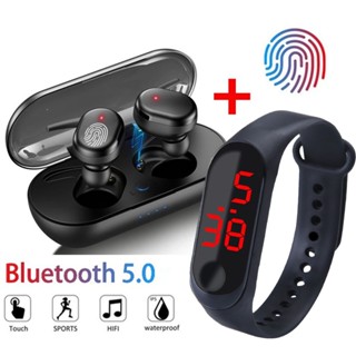 Novo Y30 Com Pulseira LED TWS 5.0 HIFI De Qualidade Sonora Microfone Esportivo Estéreo Redução De Ruído Bluetooth Sem Fio Para Fones De Ouvido Esportivos Ao Ar Livre