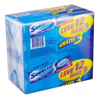 Kit 12 Creme Dental Sorriso Tripla Limpeza 70g Pasta de Dente Revenda Barato
