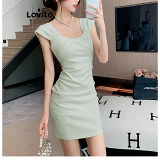 Lovito Vestido Sexy Com Zíper Liso Para Mulheres LNE43385