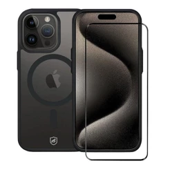 Kit Capa case capinha Magsafe Preta e Pelicula Ultra Glass Preta para iPhone 15 Pro Max - Gshield