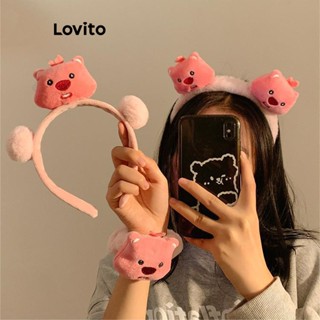 Lovito Bonito Desenho Animado Padrão Loopy Hairpin Combinação Feminino Coração Bandana Para Mulheres LFA12497