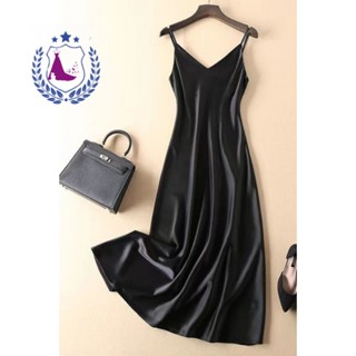 111-Vestido versátil de cetim de alta qualidade para mulheres no verão com imitação de ácido acético