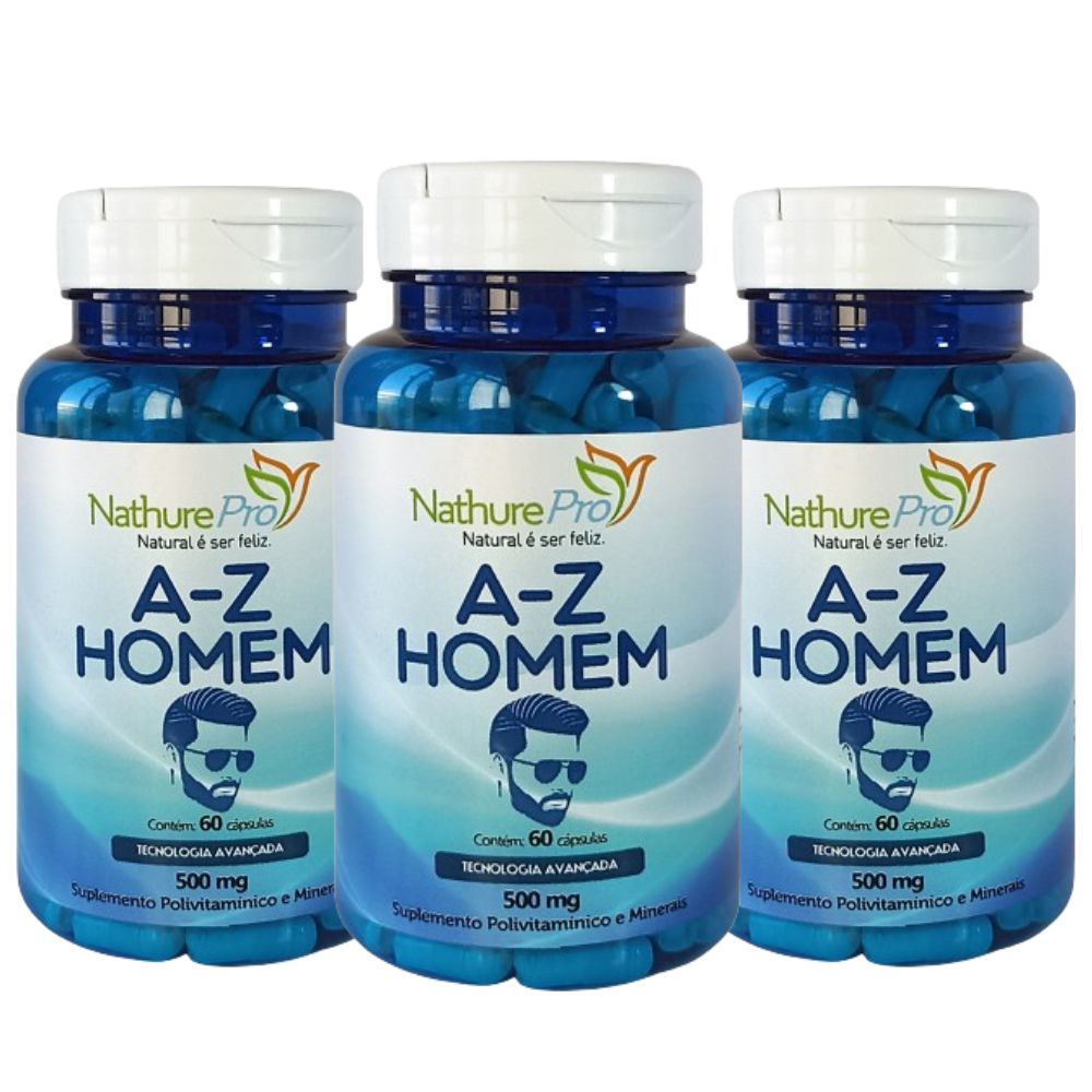 Multivitamínico A-z Homem 60 Cápsulas 500mg Melhora da Saúde e Bem-estar! - Miniatura 2