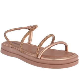Sandália Mississipi Flatform Tiras Pedraria Glitter Rosé