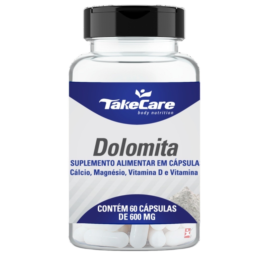 DOLOMITA - MAGNÉSIO + VITAMINA D + VITAMINA K 60 CÁPSULAS - TAKE CARE