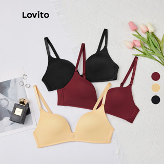 (Trendy) Lovito Sutiã Casual Liso Sem Fio com Bojo Com Almofadas Irremovíveis L233L079 (Damasco/Preto/Borgonha) em Oferta na Shopee