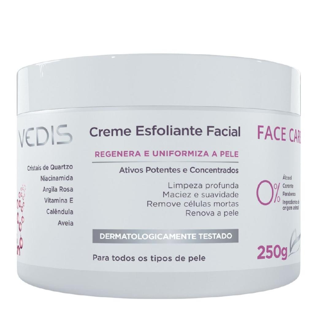 Creme Esfoliante Facial Limpeza de Pele Estética Profissional Face Care Vedis 250g