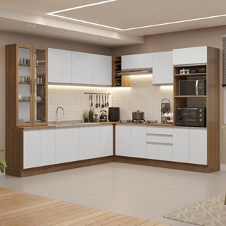 Armário de Cozinha Completa 549cm Rustic/Branco Glamy Madesa 01 em Oferta na Shopee