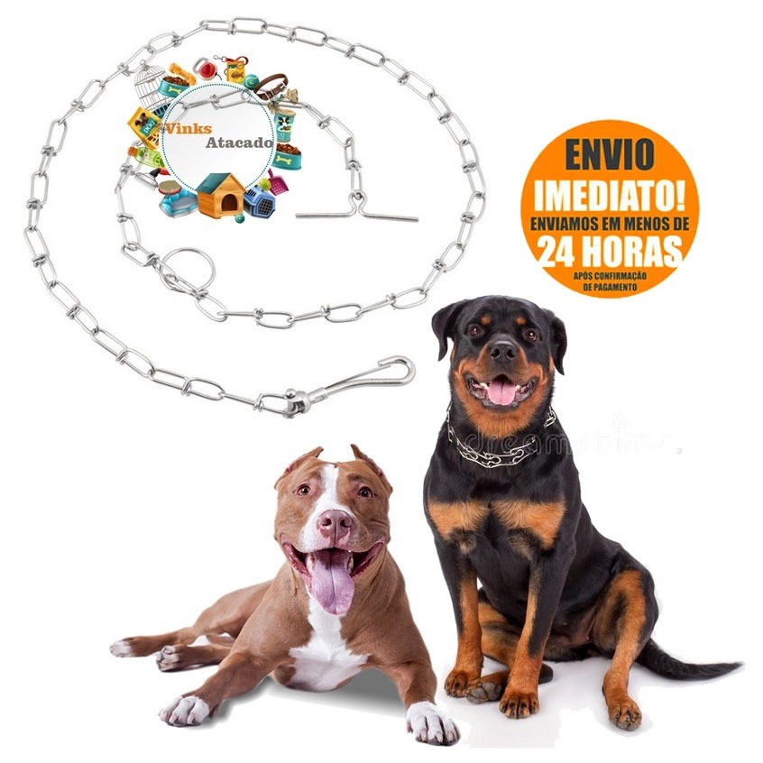 Kit 2 Corrente Super Forte Para Cachorro Cão 3,0mm X 1,5M N°3/0 FORTE Pitbull Doberman Rottweiler Pastor Alemão Fila