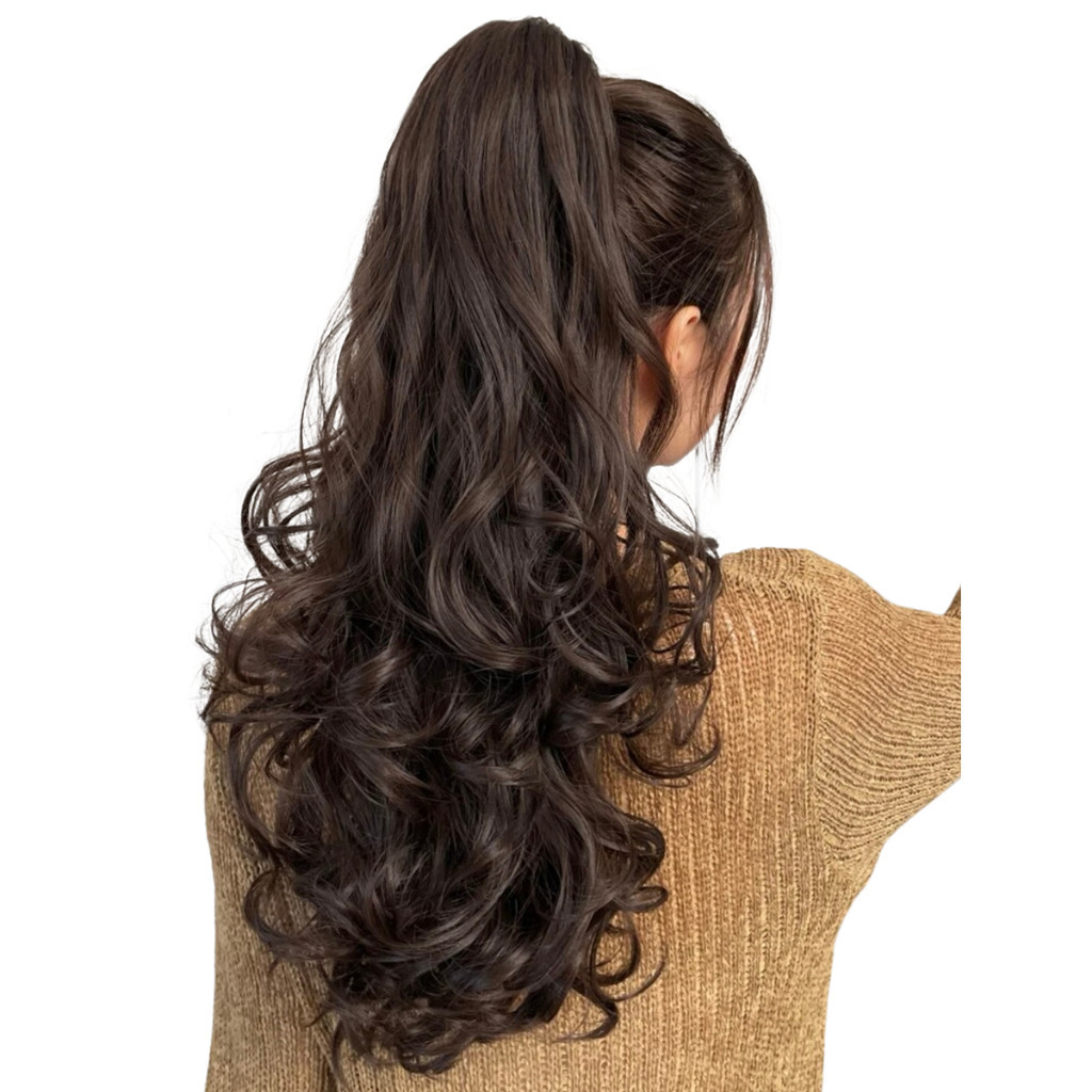 Aplique Cabelo Piranha Idêntico Humano Aceita Chapinha Castanho Claro Ondulado