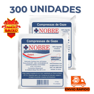 Compressa de Gaze 300 Unidades Nobre Gaze Estéril Hidrófila 13 Fios Primeiros Socorros - 30 Pacotes em Oferta na Shopee