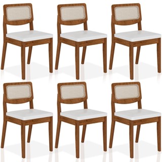 Kit 6 Cadeiras Sextavada Bari Freijó/corino Branco - Móveis Arapongas em Oferta na Shopee