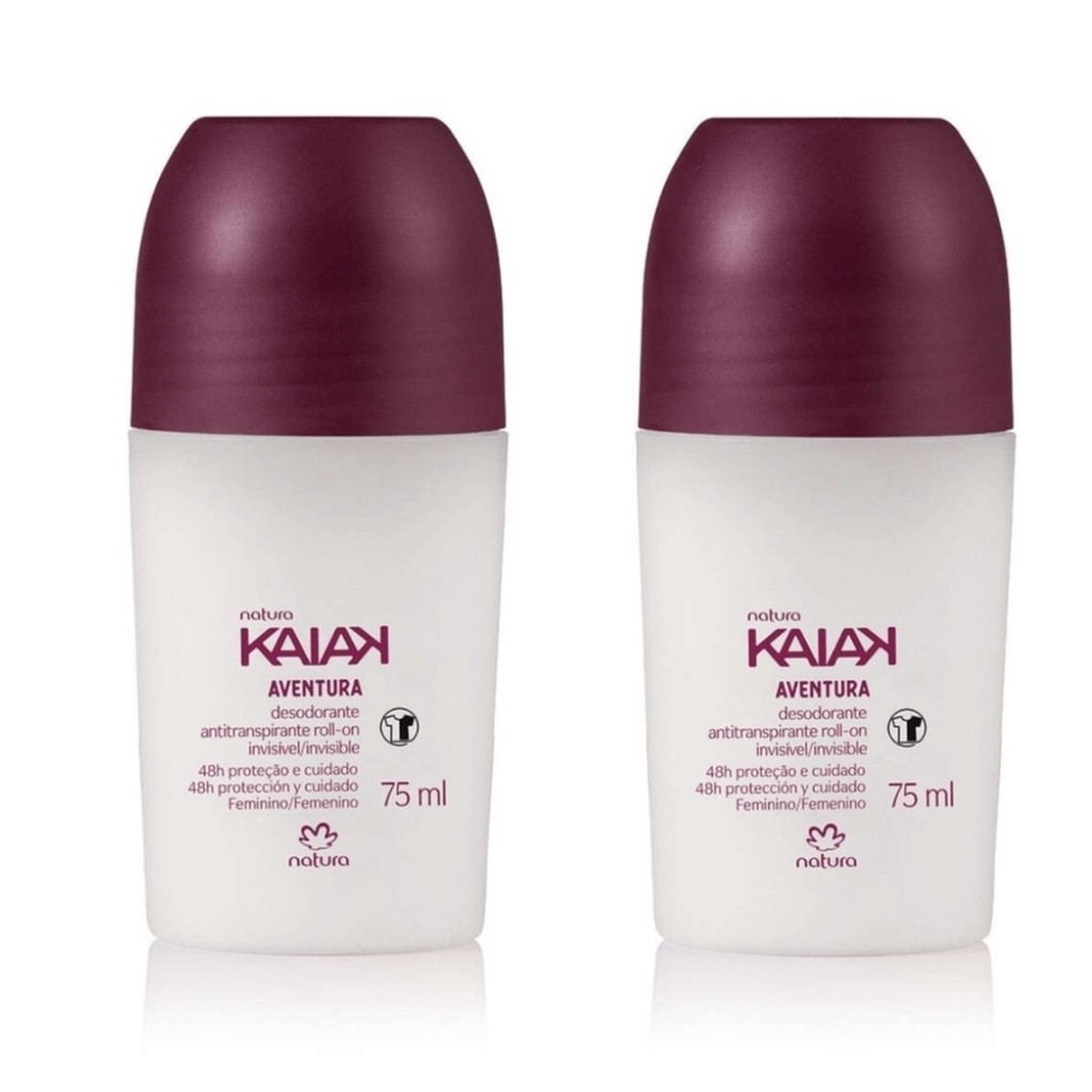 Kit 2 Desodorante Antitranspirante Roll-on Kaiak Aventura Feminino - 75 ml