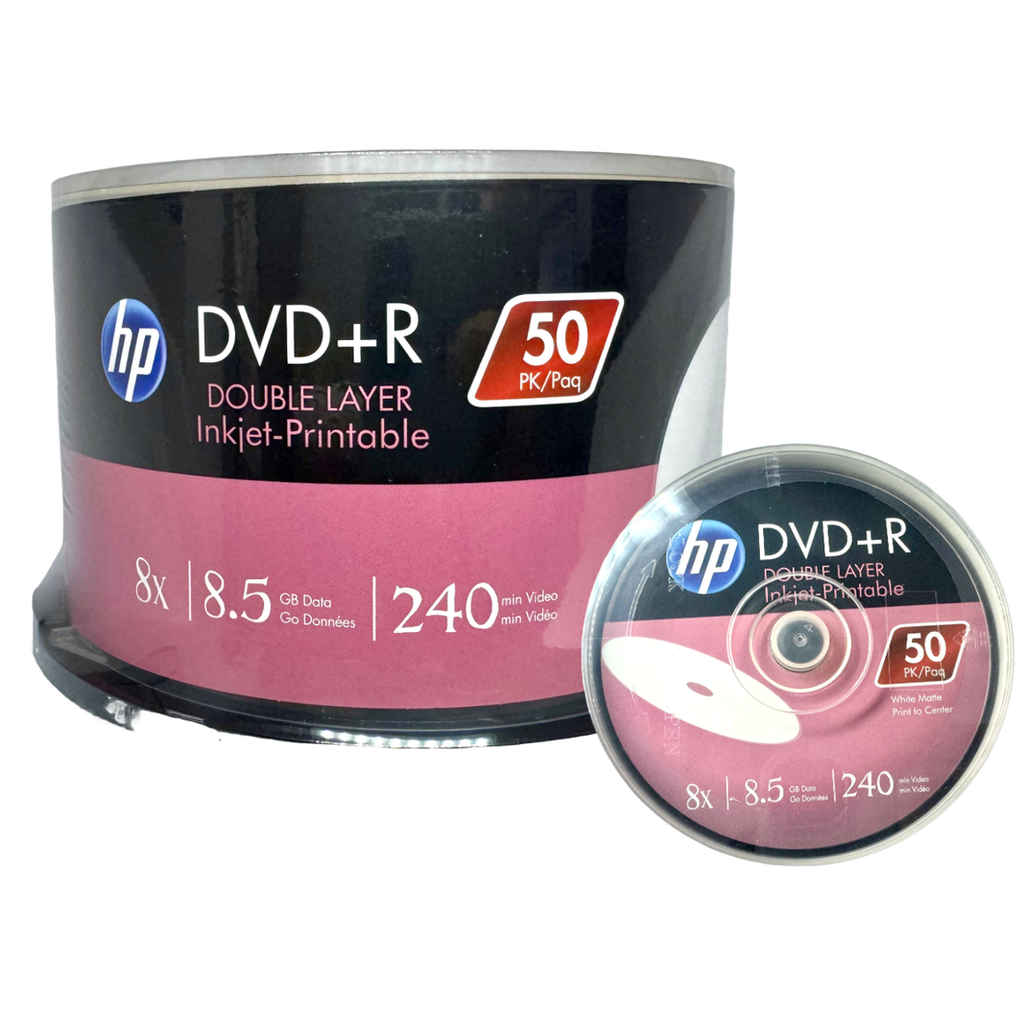 50 Un Dvd+r Hp Dual Layer Printable 8.5gb 8x Cmc Magnetcs