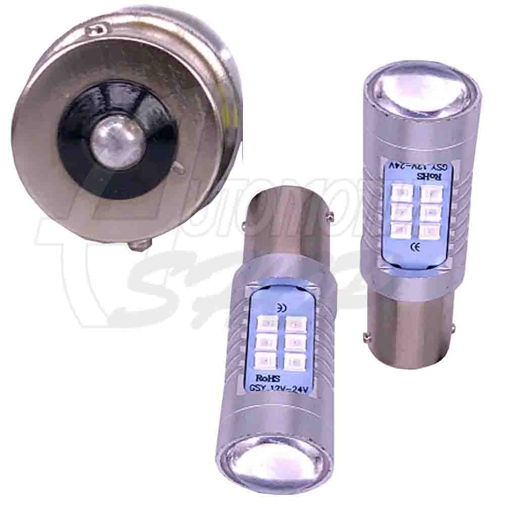 Lâmpada 1156 P21/5W 12/24v Um Polo 21 Leds Projector Vermelh