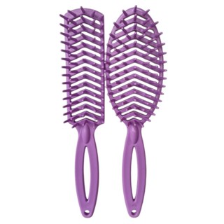 Kit 2 Escovas Rigida Grande Plastica Cabelo 1 Reta E 1 Oval Lilás em Oferta na Shopee