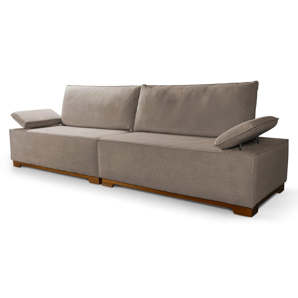 Sofá Living Braço Articulado Deluxe 2,00m Bouclê Bege