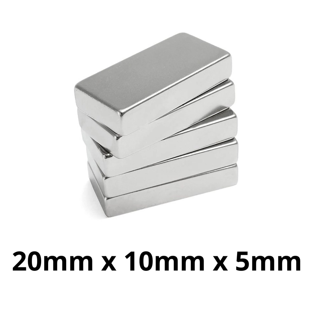 Kit 10 Peças Imã Neodímio Potente Bloco Magnético N35 20x10x5mm Pastilha Redondo Pequeno Super Forte