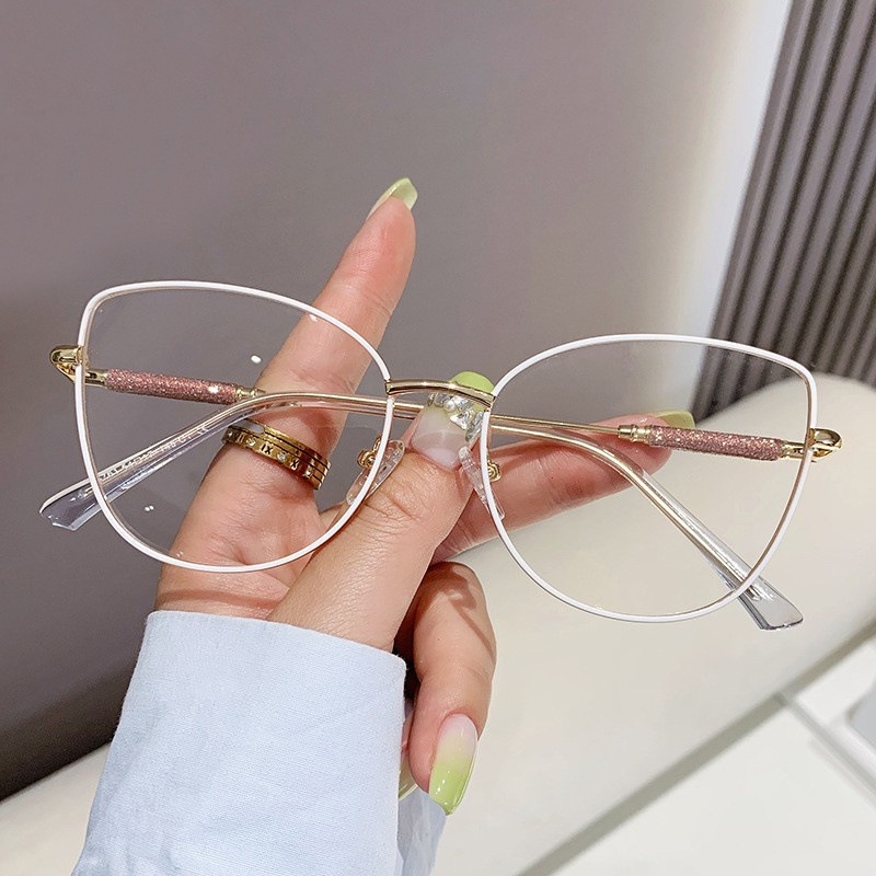 Novos Óculos De Olho De Gato Metal Armação Para Computador Moda Femininos Anti-Luz Azul Ópticos