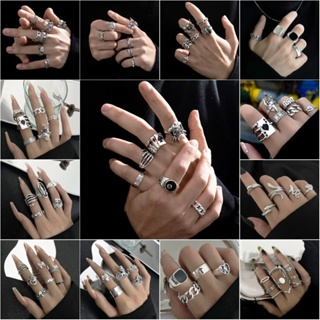 Punk Estilo Heavy Metal Esqueleto Exagerado Pôquer Palhaço Conjunto De Anéis De Aranha Homens Moda Góticos Jóias Festa em Oferta na Shopee