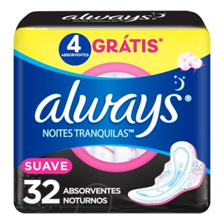 Absorvente Always Noites Tranquilas Suave com Abas 32 Unidades