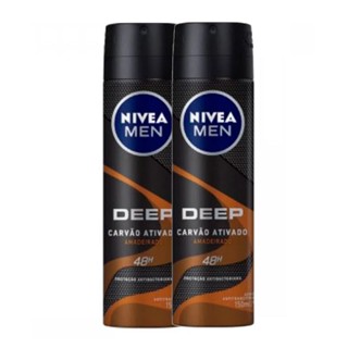 Kit 2X 150ml Desodorante Nivea Men Deep Amadeirado Aerosol Antitranspirante 48h