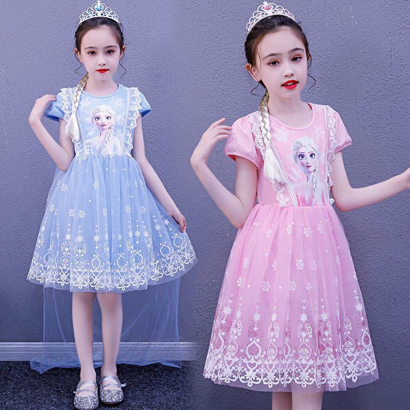 Elsa vestido de princesa 2023 vestido de princesa vestido de verão elsa princesa menina vestido de gaze congelado crianç