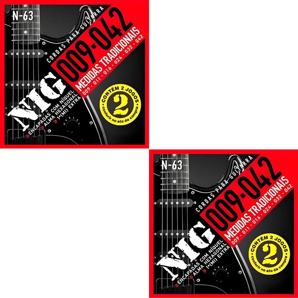 Encordoamento Guitarra Nig N-63 .009 - 042” Kit 4 jogos PR2N63L