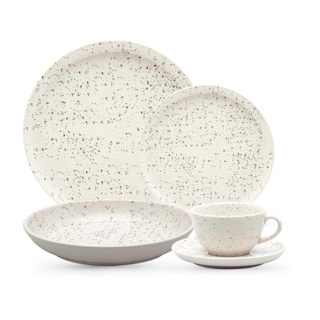 Aparelho de Jantar e Chá 30 Peças Oxford Flat Chuvisco em Oferta na Shopee