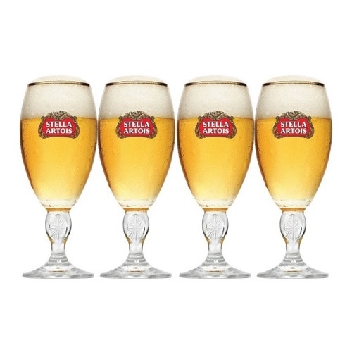 Stella Artois Box Com 4 Taca Para Cerveja Ambev Transparente 250Ml