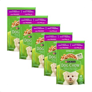Kit 5 Ração Úmida Dog Chow Sabor Frango para Cães Filhotes Raças Mini e Pequenas - 100g em Oferta na Shopee