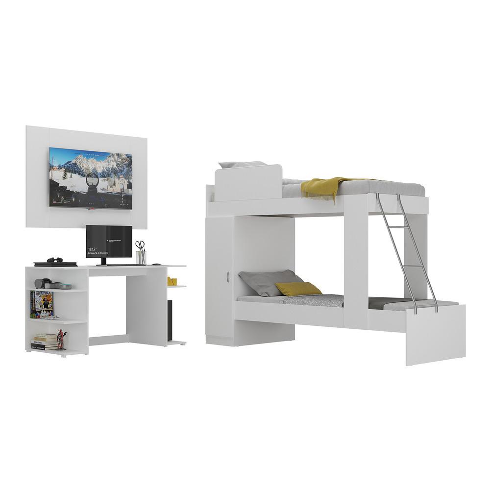 Conjunto Quarto Beliche e Mesa Gamer com Painel TV até 65" Multimóveis MP4114