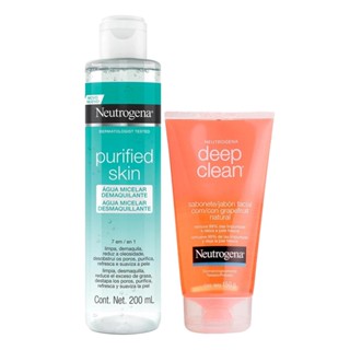 Kit Sabonete Facial Neutrogena Deep Clean Gel Grapefruit 150g + Água Micelar 7 Em 1 Neutrogena Purified Skin 200ml