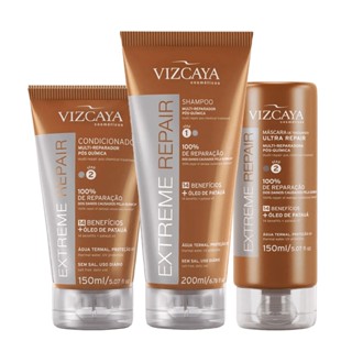 Kit Triplo Shampoo 200ml + Condicionador 150ml + Máscara 150ml Extreme Repair- Vizcaya