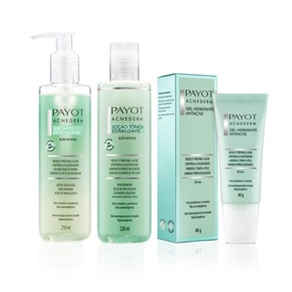 Kit Limpeza Tonificação e Gel Hidratante Acnederm Payot