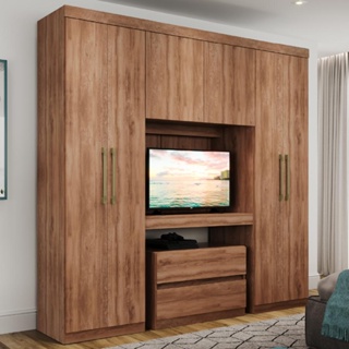 Guarda Roupa Solteiro 6 Portas 2 Gavetas Porto Carraro Freijó em Oferta na Shopee