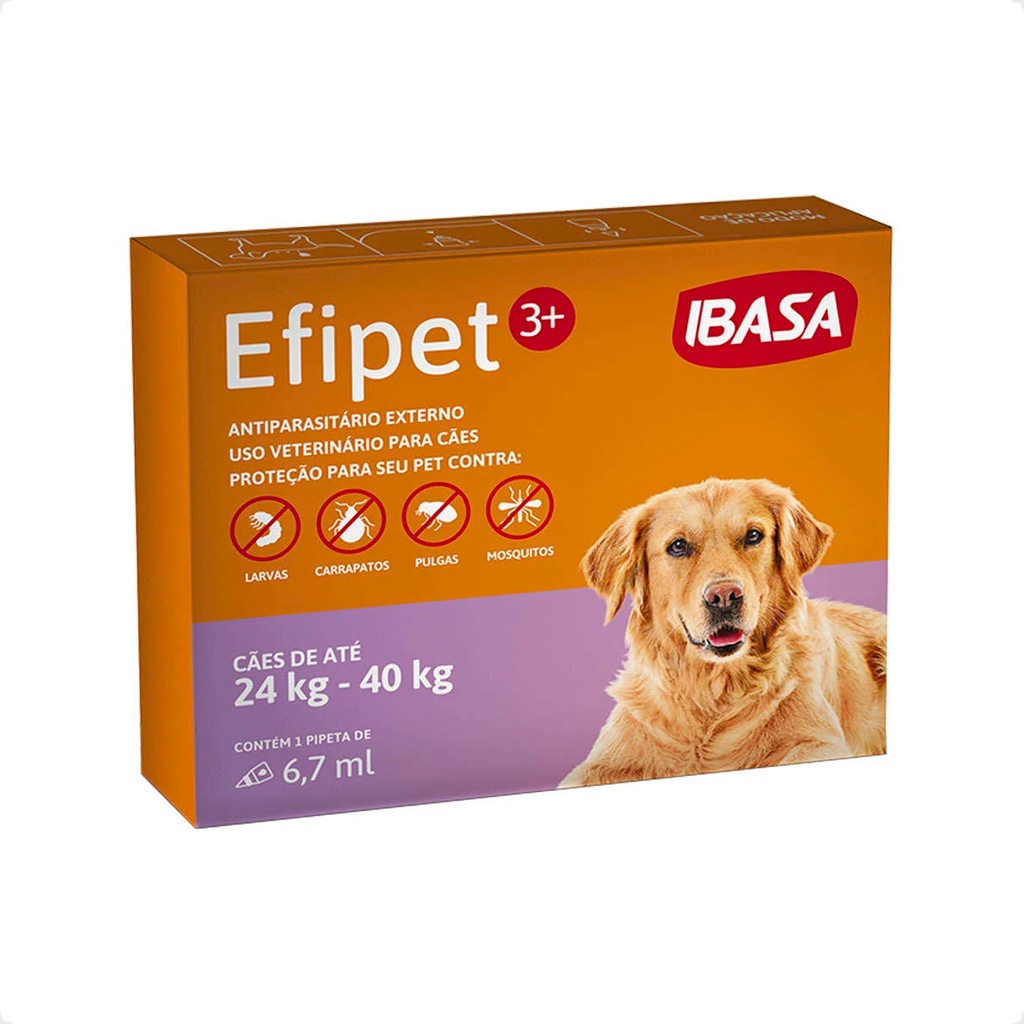 Efipet 3+ Ibasa Antipulgas para Cães de 24 a 40Kg - 6,7ml