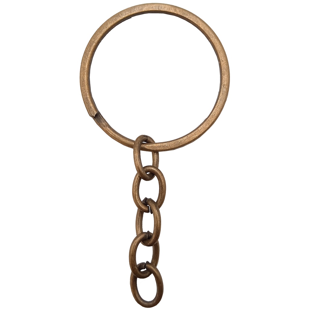 Argola para Chaveiro e Artesanato Italiana 25mm Ouro Velho com Corrente 100 und
