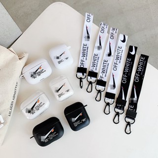 Capa Protetora Airpods Pro Off AJ Sports 1/2/3 Branca Com Cordão
