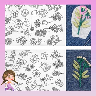 MOLYBR Papel De Transferência Dissolvente Para Bordados , Artesanais De Bordado , Flores E Desenhos De Folhas Estabilizadores De Padrão De À Mão