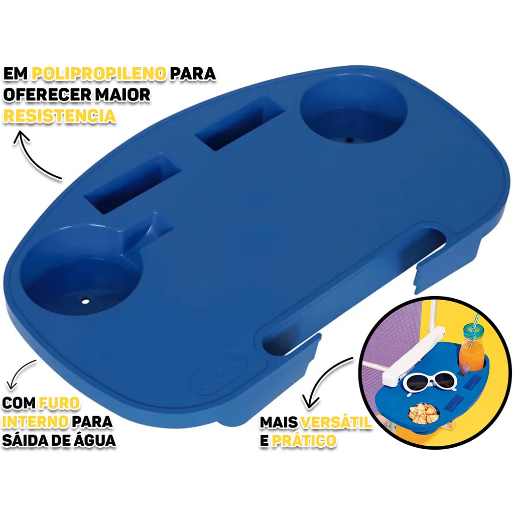 Mesa Portátil Lateral P/ Cadeira De Praia Piscina Porta Copos Suporte Celular