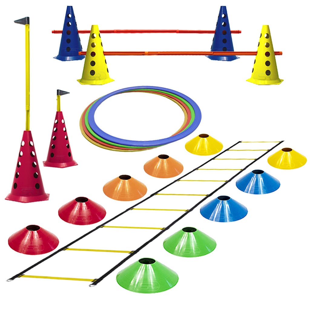 Escada Funcional + Cones C/ Barreiras + 10 Pratos + Argolas