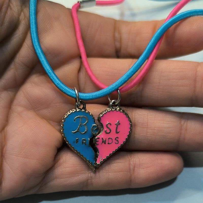 Colar da Amizade Rosa/Azul Duplo Meninas BFF Best Friend Forever Infantil Presente