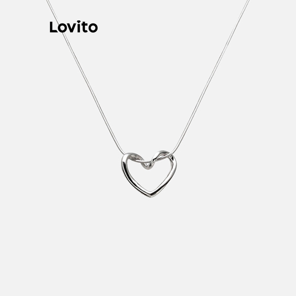 Lovito Colares em Formato de Coração para Mulheres LFA03219 (Prateado) em Oferta na Shopee