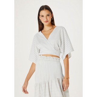 Blusa Cropped Feminina Manga Ampla Listrada Hering