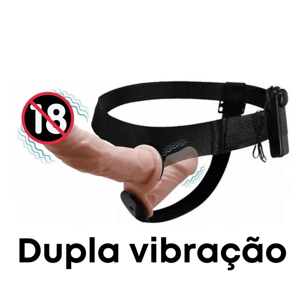 Strapon Cinta Pra Inversao Com 2 Vibradores Penis Realistico