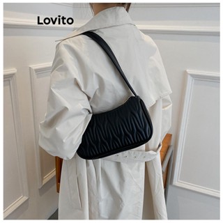 Lovito Elegante Bolsa De Ombro Pequena Em Malha Canelada Básica Lisa Para Mulheres LFA09026