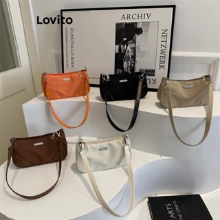 Lovito Bolsa De Ombro Pequena Com Costura Casual Em Tecido Liso Para Mulheres LFA09430