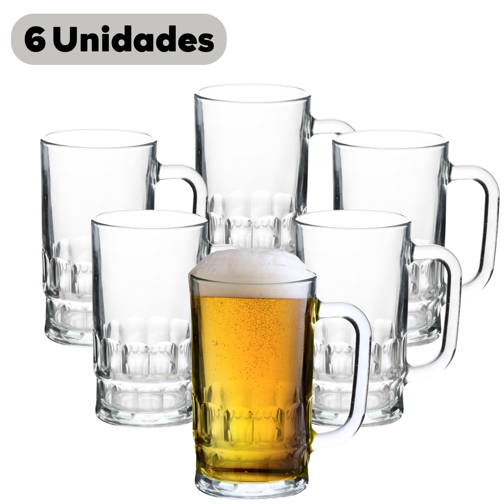 Kit 6 Canecas Chopp De Vidro 360ML Cerveja Restaurante Bar