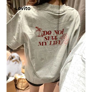 Lovito Camiseta Feminina Casual Com Estampa Lisa LNA42107